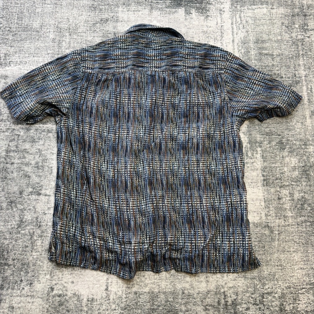 Jhane Barnes Shirt Mens Large Blue Geometric Abstract Silk Cotton Funky Retro - Picture 4 of 8